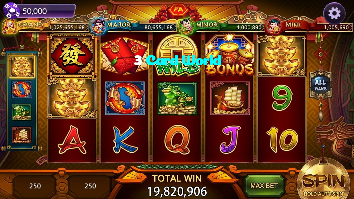 3 Card World casino presented on mobile device in Pakistan with slots and live games